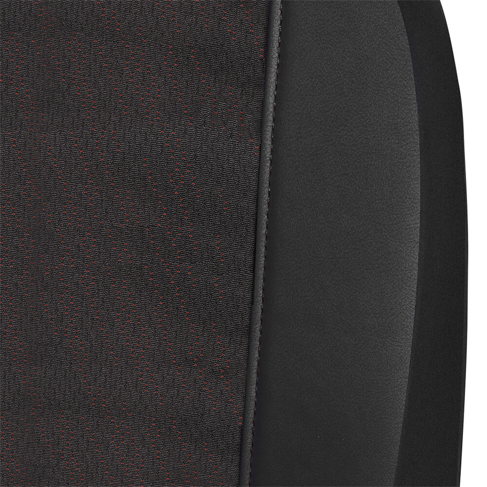 SCA Premium Jacquard & Leather Look Seat Covers Black/Red Adjustable