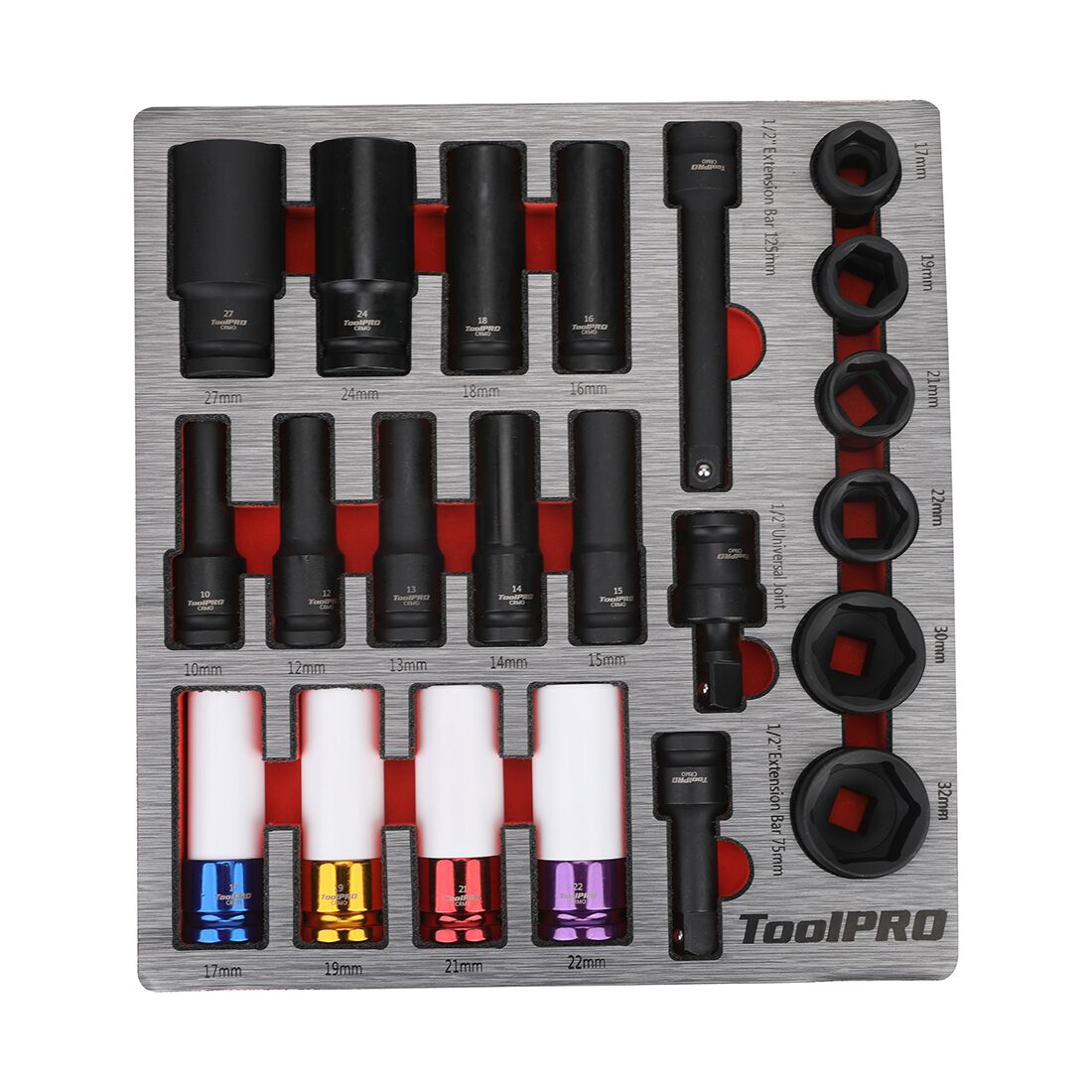 ToolPRO EVA 1/2" Impact Socket Set 22 Piece, , scaau_hi-res