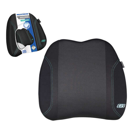 Skechers Air Cooled Memory Foam Lumbar Cushion Black/Aqua, , scaau_hi-res