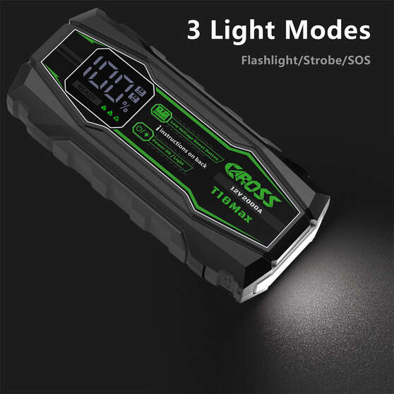 CAROSS T18Max 12V 2000A Compact Smart Lithium Jump Starter With Built-in 3 Mode Light, , scaau_hi-res