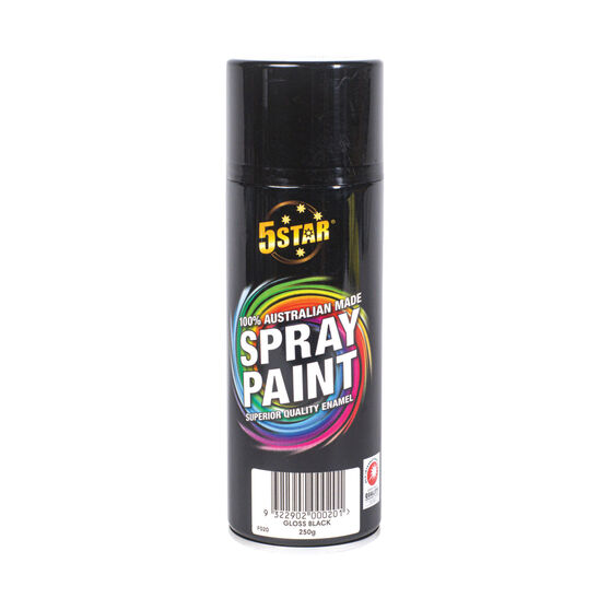 5 Star Enamel Spray Paint Gloss Black 250g, , scaau_hi-res