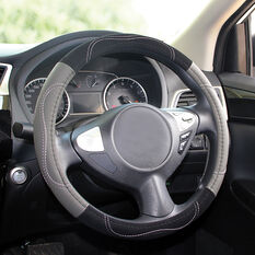 SCA Steering Wheel Cover - Contour Stitch, Grey, 380mm diameter, , scaau_hi-res