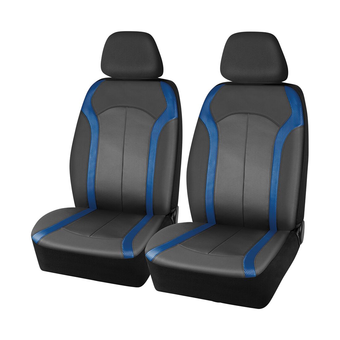 SCA Seat Cover Sports Black & Blue Leather Look, Adjustable Headrests, Airbag Compatible, Size 30A, , scaau_hi-res