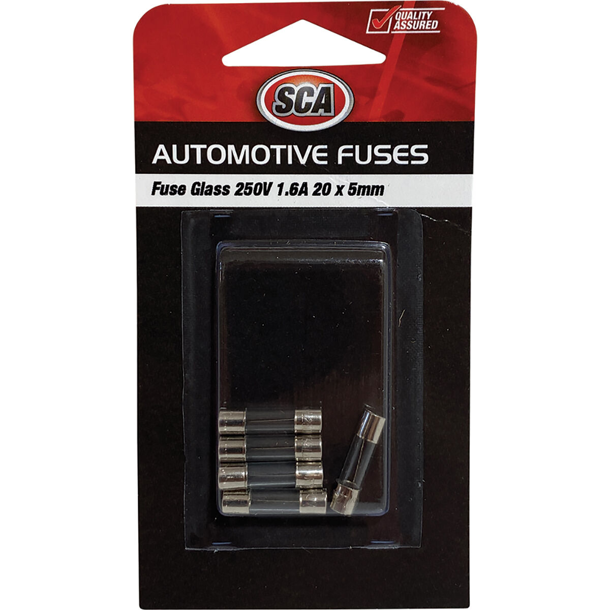 SCA Automotive Fuses - Glass 250V 1.6 Amp, 5 piece - GF160-3, , scaau_hi-res