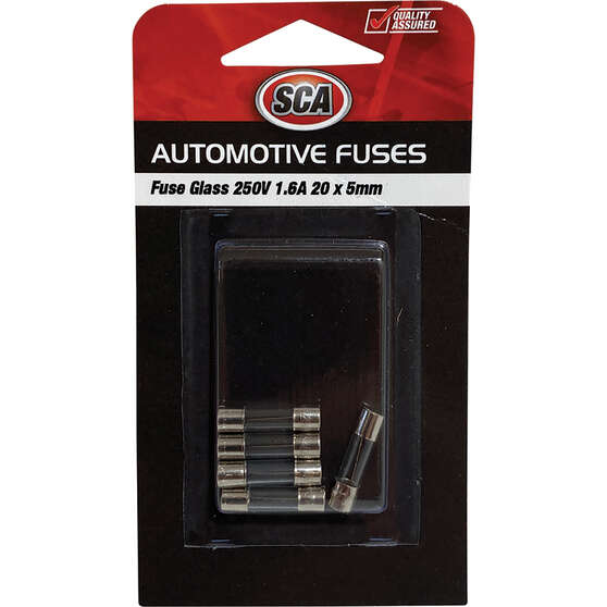 SCA Automotive Fuses - Glass 250V 1.6 Amp, 5 piece - GF160-3, , scaau_hi-res