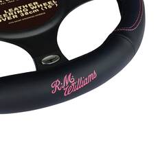 R.M.Williams Jillaroo Steering Wheel Cover - Leather, Black and Pink, 380mm diameter, , scaau_hi-res