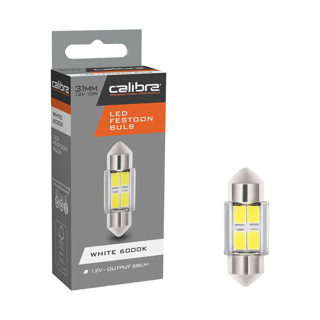 Calibre Automotive Globes - LED Festoon 12V, 10W, 31mm, , scaau_hi-res