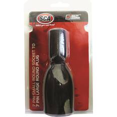 SCA Trailer Adaptor - Stubbie, 7 Pin Small Round Socket to 7 Pin Large Round Plug, , scaau_hi-res