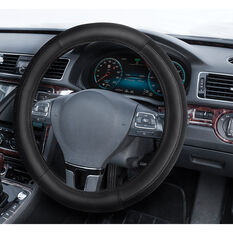 SCA Leather Look Disco Steering Wheel Cover - Black, 380mm Diameter, , scaau_hi-res