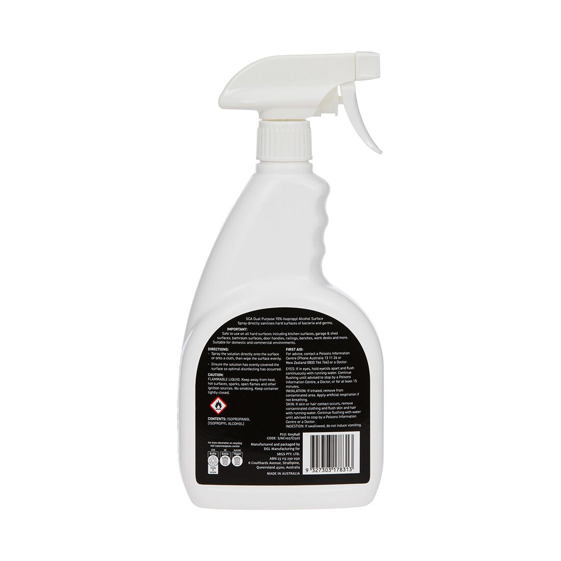 SCA Dual Purpose 70% IPA Surface Spray- 750ml, , scaau_hi-res