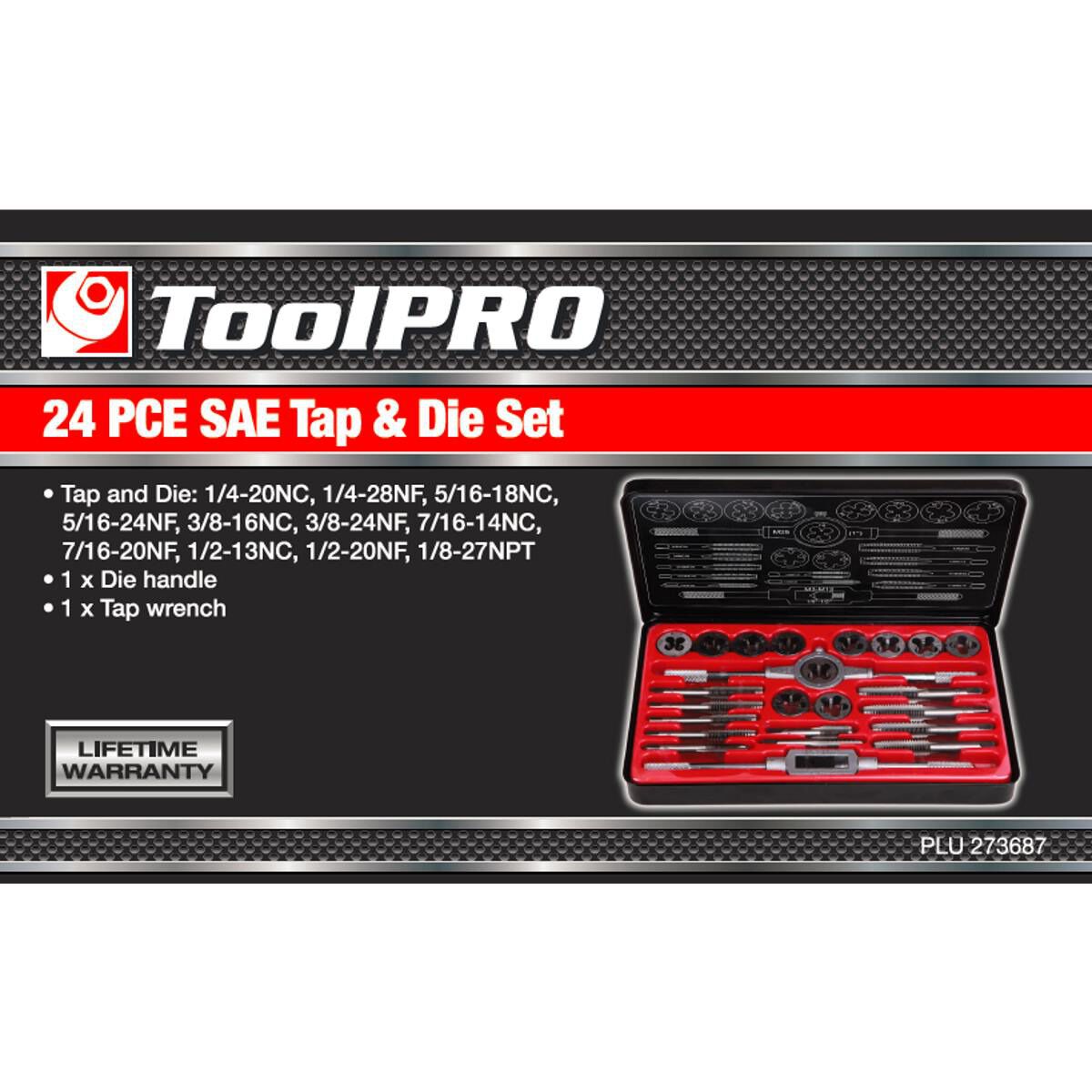 ToolPRO Tap and Die Set Imperial 24 Piece, , scaau_hi-res