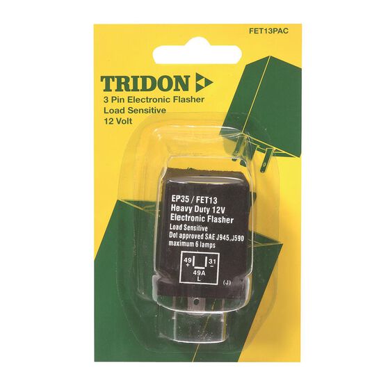 Tridon Electronic Flasher Relay Unit, Load Sensitive - 12V, 3 Pin, , scaau_hi-res