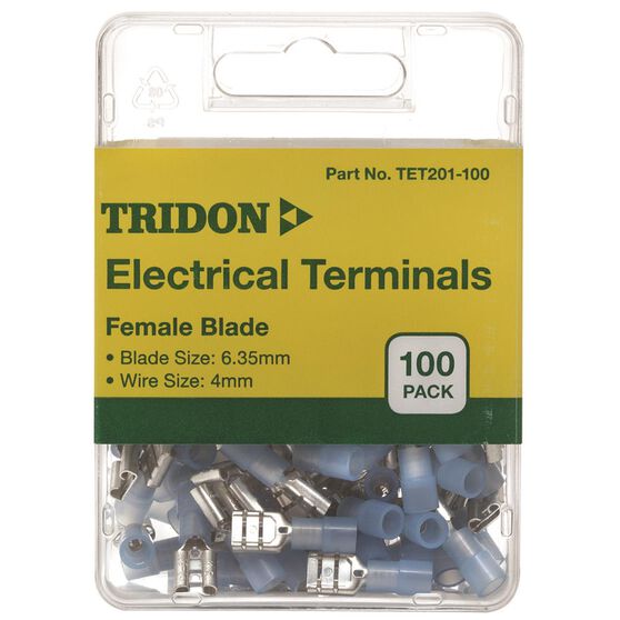 Tridon Electrical Terminals - Female Blade, Blue, 3.35mm, 100 Pack, , scaau_hi-res