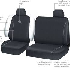Ridge Ryder Canvas Piping Seat Covers Black/Grey 301SAB, , scaau_hi-res