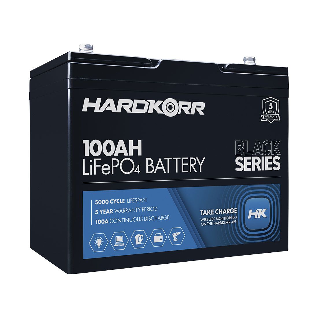 Hardkorr 100Ah Black Series LiFePO4 Deep Cycle Battery, , scaau_hi-res