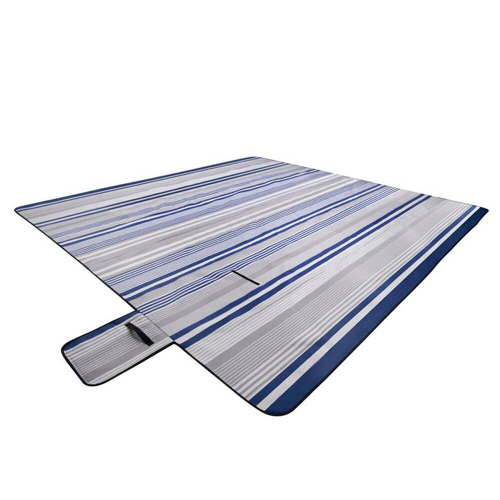 Picnick Rug Cabin Crew Striped Picnic Rug - Blue/Grey, 3m x 3m | Supercheap Auto