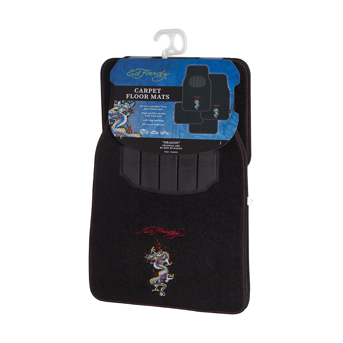 Floor Mats Ed Hardy Dragon Carpet 4pk, , scaau_hi-res