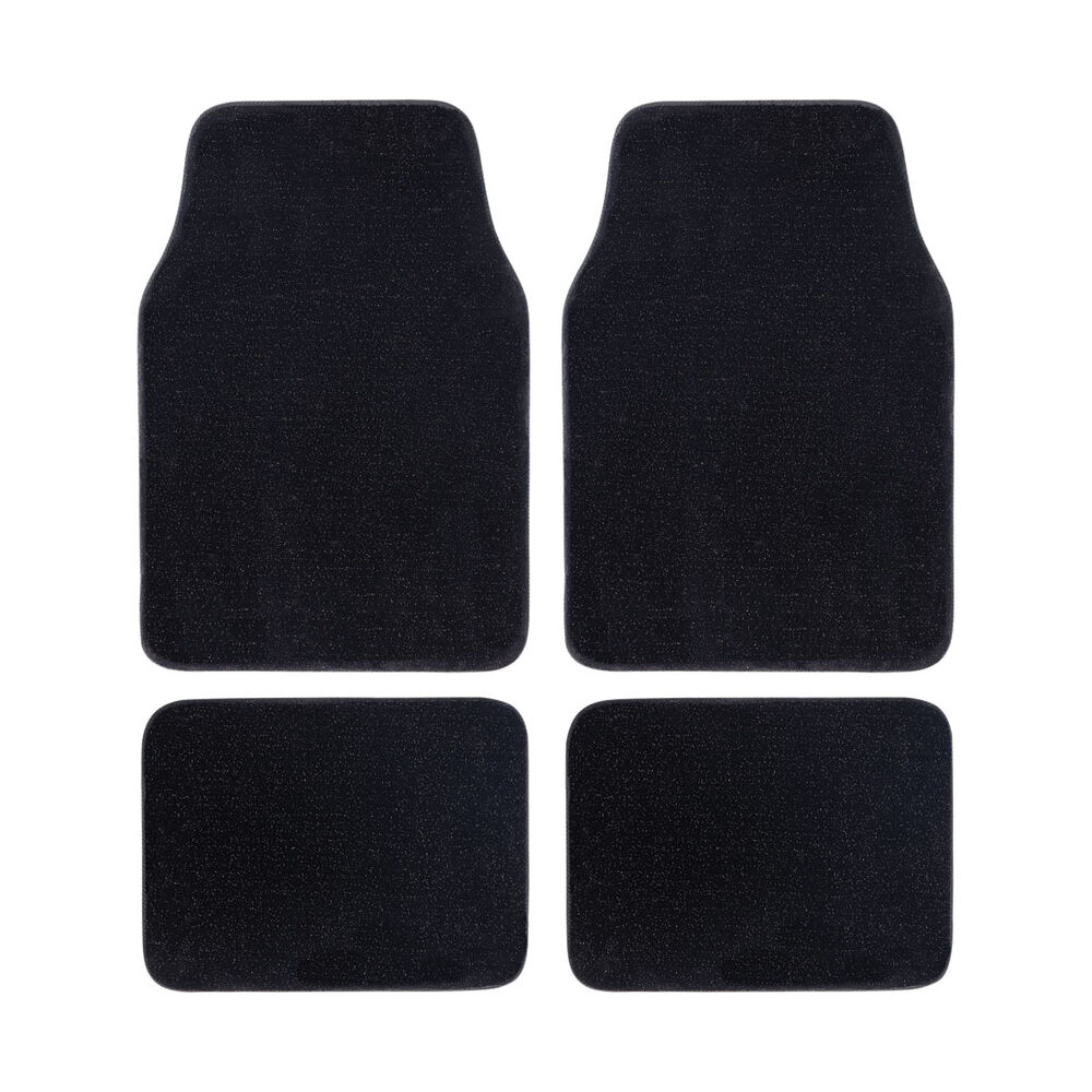 SCA Plush Floor Mats Carpet Black/Silver Thread Set of 4 Supercheap Auto