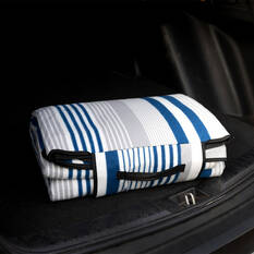 Cabin Crew Striped Picnic Rug - Blue/Grey, 3m x 3m, , scaau_hi-res