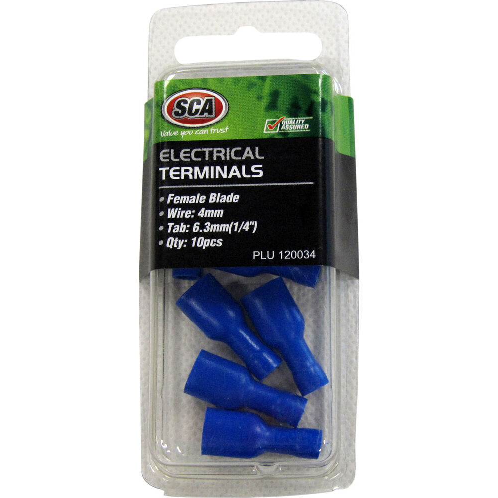 SCA Electrical Terminals Female Blade, Blue, 6.3mm, 10 Pack Supercheap Auto