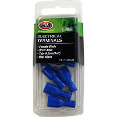 SCA Electrical Terminals - Female Blade, Blue, 6.3mm, 10 Pack, , scaau_hi-res