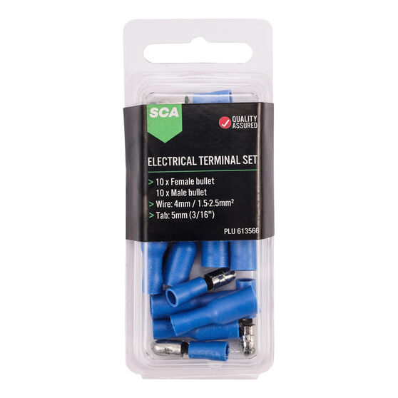 SCA Electrical Terminals Male & Female Bullet, 5mm Blue, 20 Pack Supercheap Auto