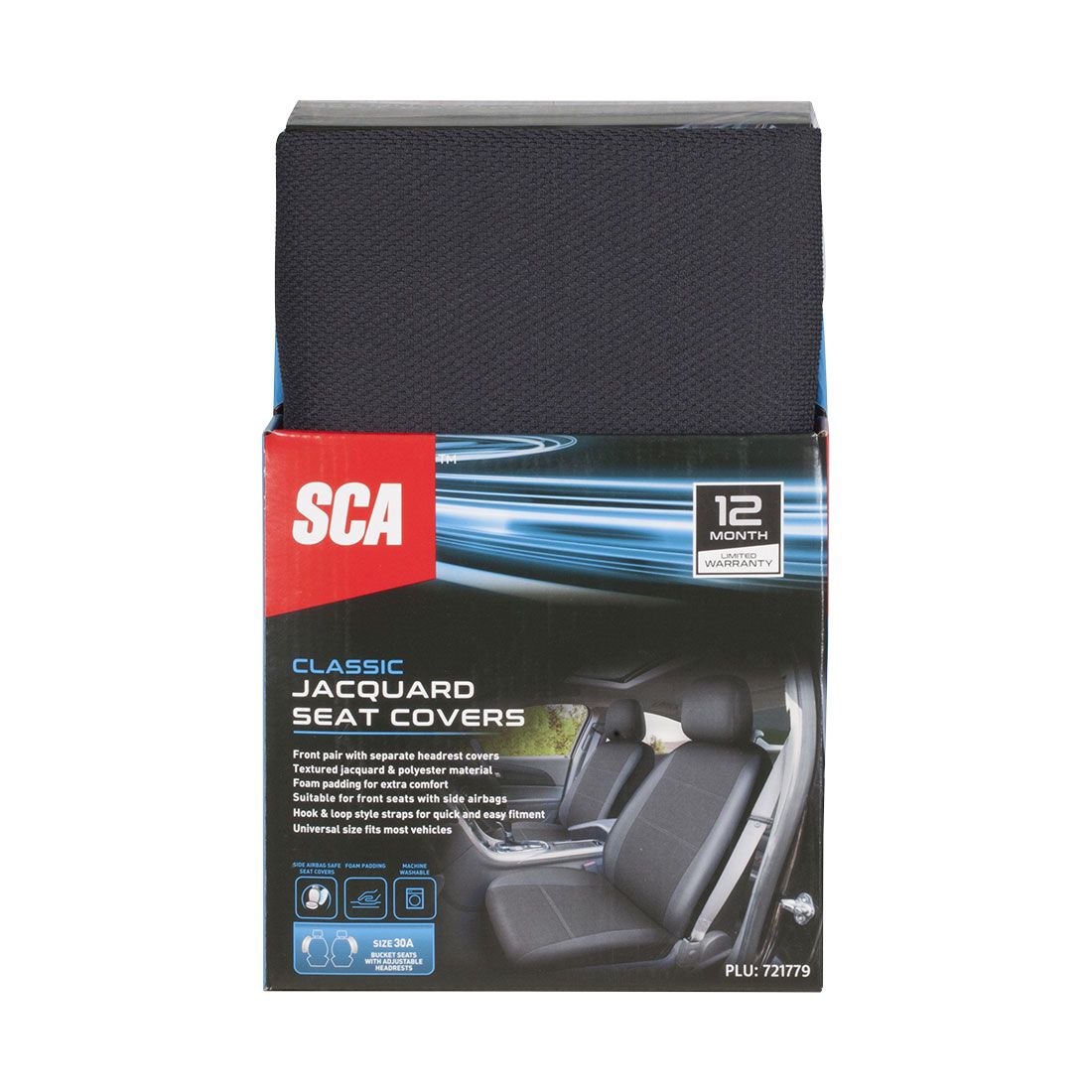 SCA Jacquard Seat Covers Charcoal, Adjustable Headrests, Airbag Compatible, Size 30A, , scaau_hi-res