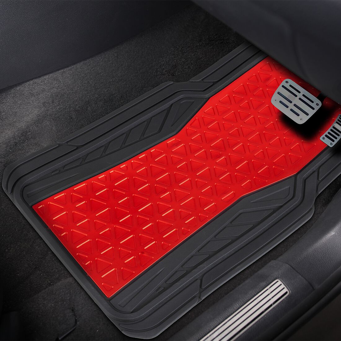 SCA Floor Mats PVC Rubber Pattern Red Set of 4, , scaau_hi-res