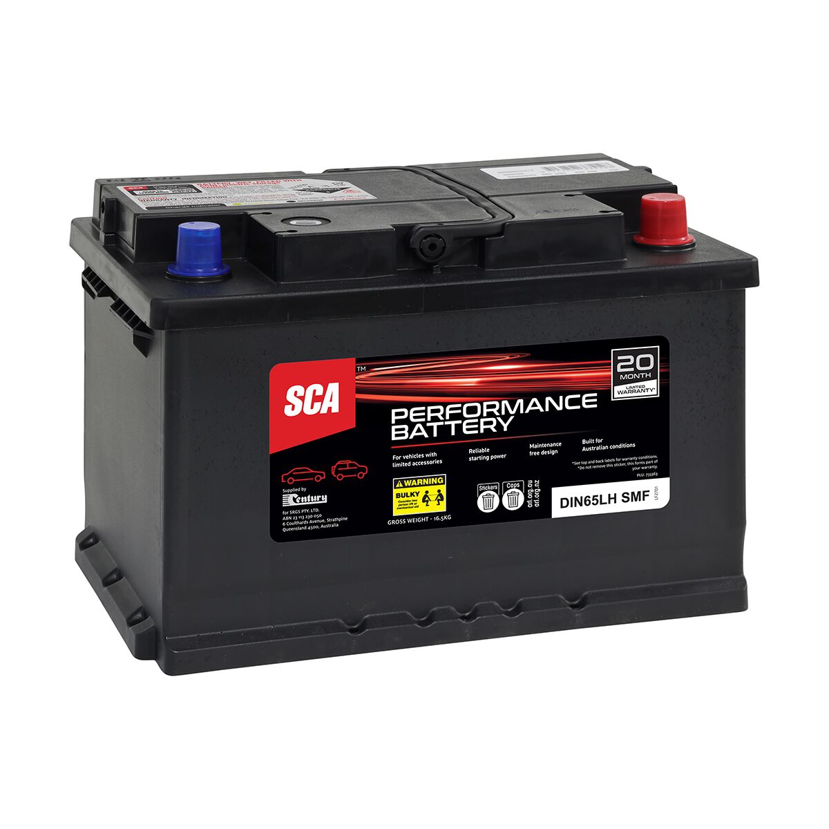 SCA Performance Car Battery DIN65LH SMF 580CCA, , scaau_hi-res