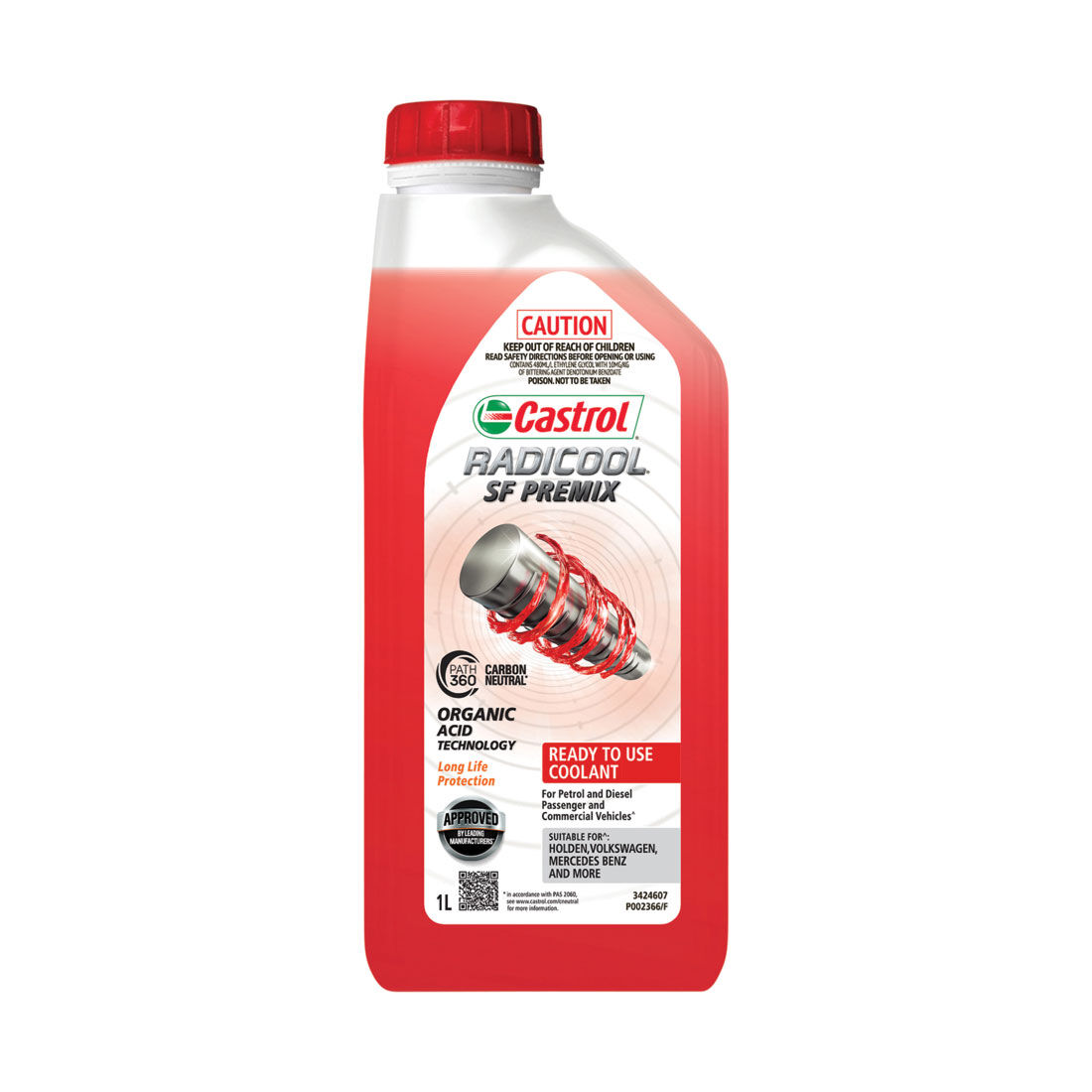 Castrol Red Radicool Ready To Use Coolant SF Premix - 1 Litre, , scaau_hi-res