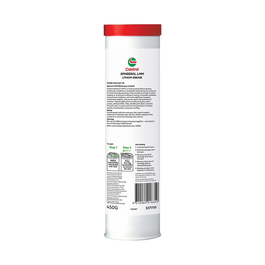 Castrol Grease Cartridge Spheerol LMM 450g, , scaau_hi-res