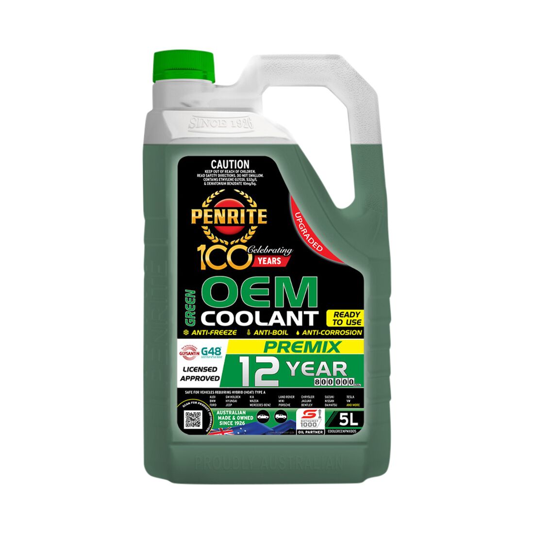 Penrite Green Long Life Anti Freeze / Anti Boil Coolant Premix - 5 Litres, , scaau_hi-res