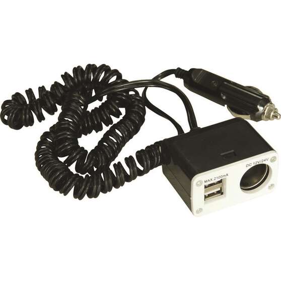 12V SCA Socket - Single, with USB, 8 Amp, , scaau_hi-res
