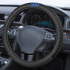 Skechers Gel Memory Foam Steering Wheel Cover Black/Blue 380mm, , scaau_hi-res