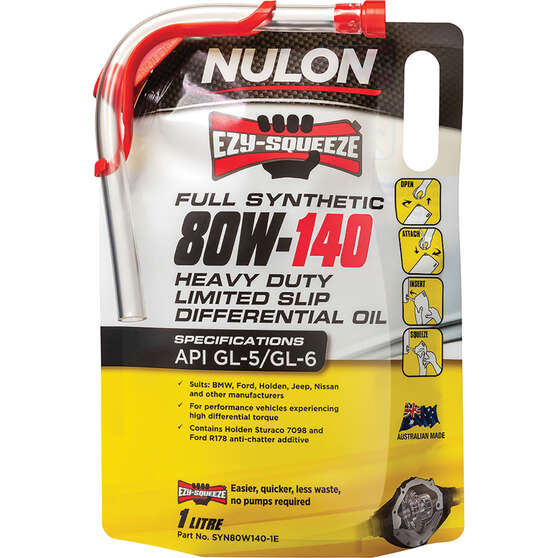 NULON EZY-SQUEEZE Heavy Duty Limited Slip Differential Oil - 80W-140, 1 Litre, , scaau_hi-res