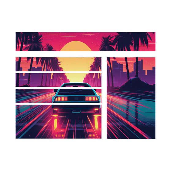 ToolPRO Tool Cabinet Magnet Fascia Set - Retro Synth Sunset, Suits 41" Cabinet, , scaau_hi-res