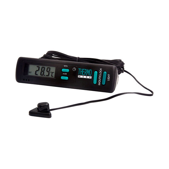 Cabin Crew Thermometer and Clock Dash Mount, Black Supercheap Auto