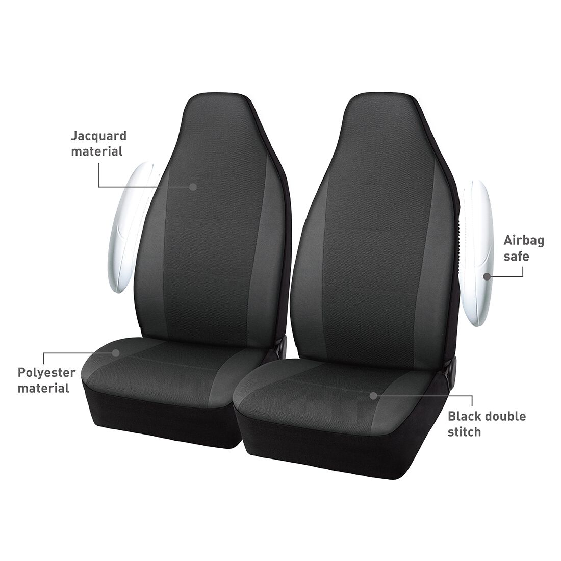 SCA Jacquard Seat Covers Black, Built-in Headrests, Airbag Compatible, Size 60A, , scaau_hi-res