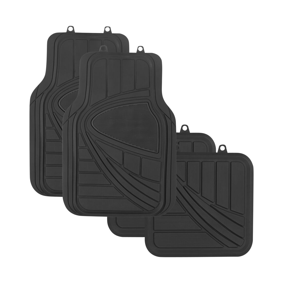 SCA Car Floor Mats PVC Rubber Two-tone Trim Black Set of 4, , scaau_hi-res