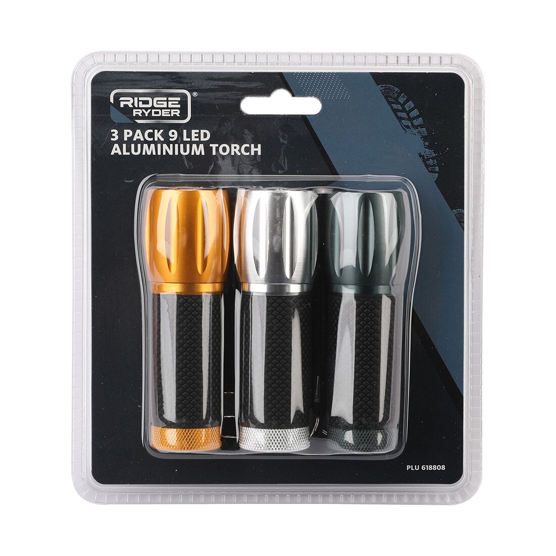Ridge Ryder Aluminium 9 LED Torch 3pk, , scaau_hi-res