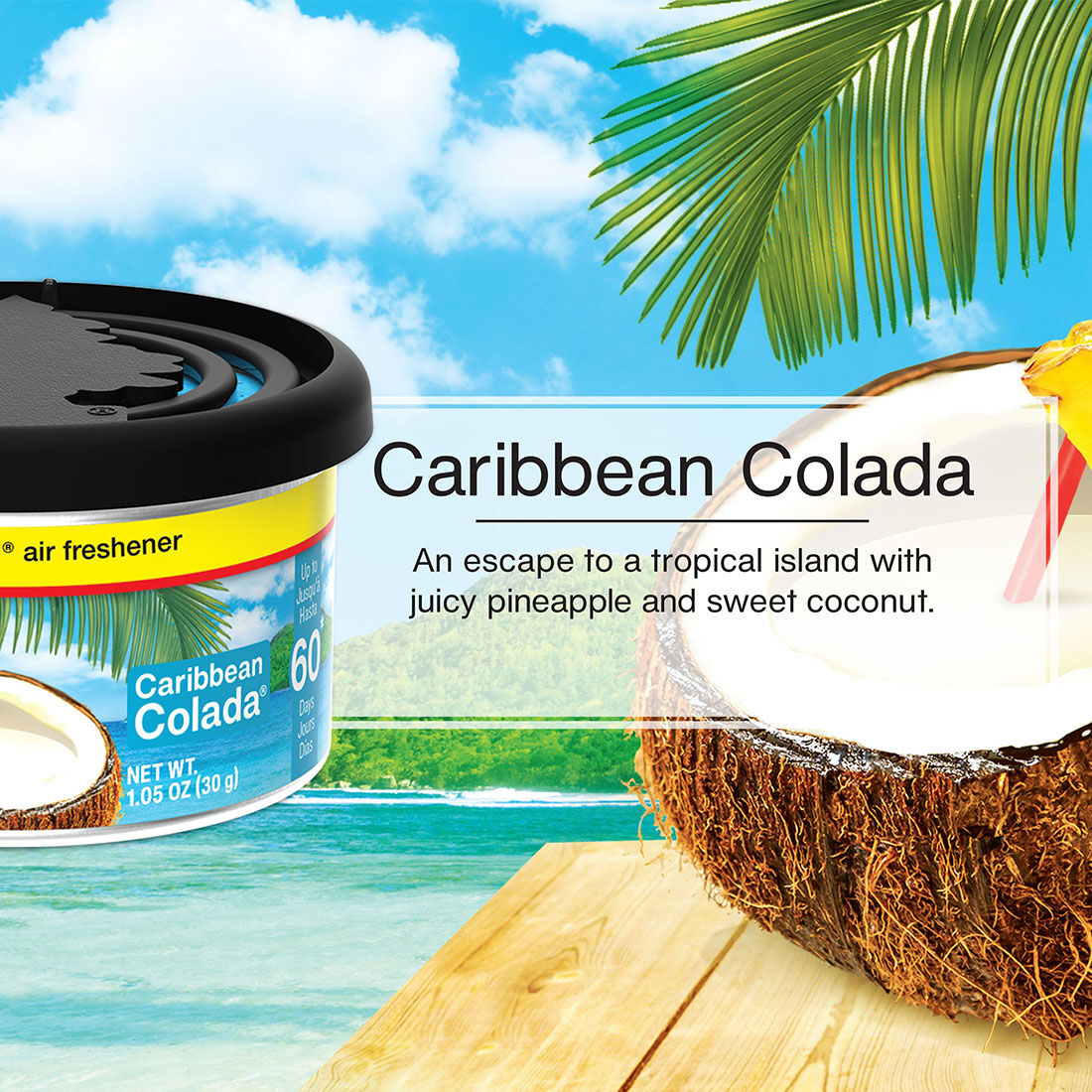 Little Trees Air Freshener Can Caribbean Colada 30g, , scaau_hi-res