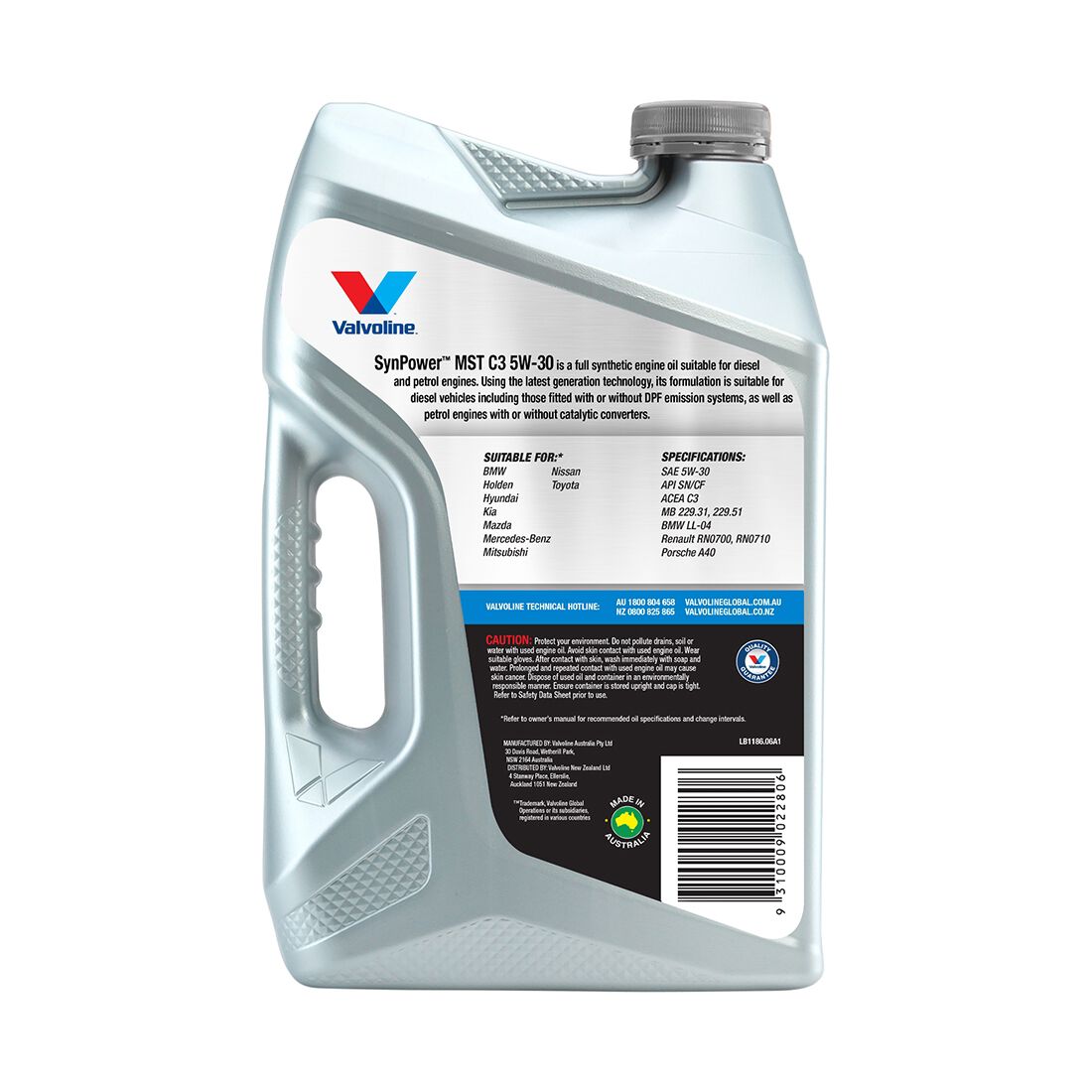 Valvoline Synpower MST C3 Full Synthetic Engine Oil - 5W-30 6 Litre, , scaau_hi-res