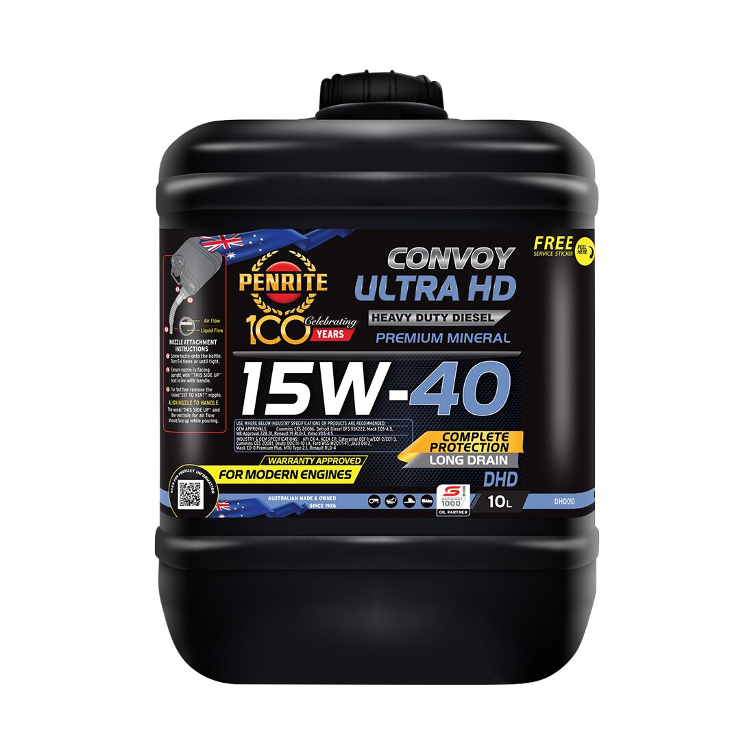 Penrite Convoy Diesel Ultra HD Engine Oil - 15W-40 10 Litre, , scaau_hi-res