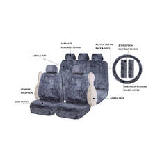 SCA Sheepskin 6 Piece Pack Charcoal Front and Rear Airbag Compatible, , scaau_hi-res