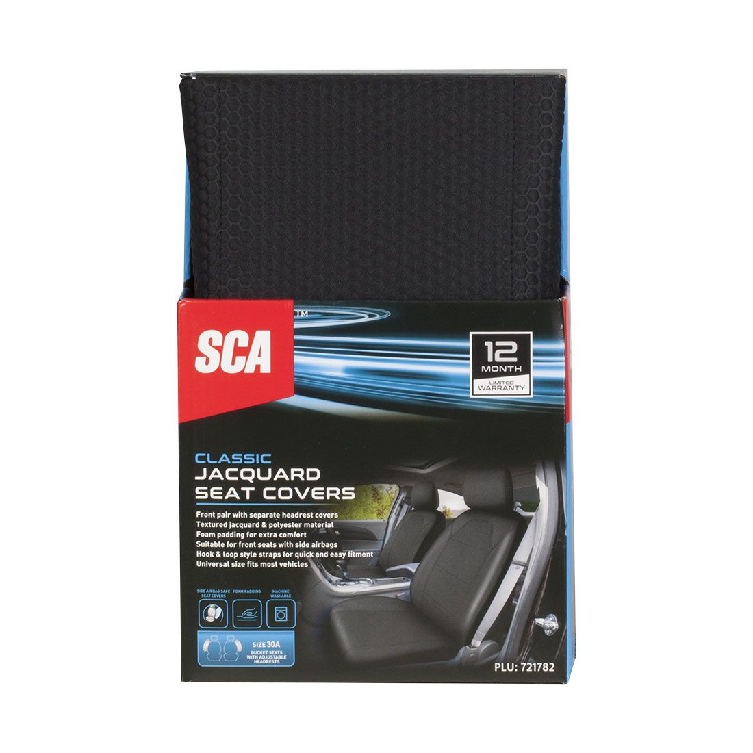 SCA Jacquard Embossed Dot Seat Covers Black, Adjustable Headrests, Airbag Compatible, Size 30A, , scaau_hi-res