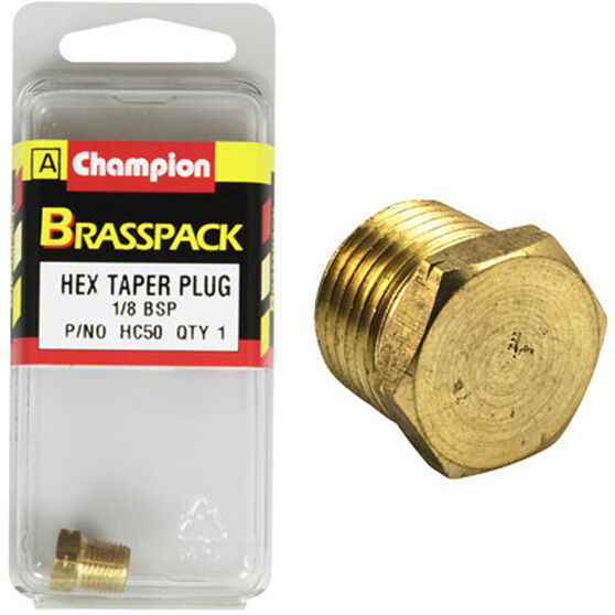 Champion Hex Taper Plug - 1 / 8inch, Brass, , scaau_hi-res