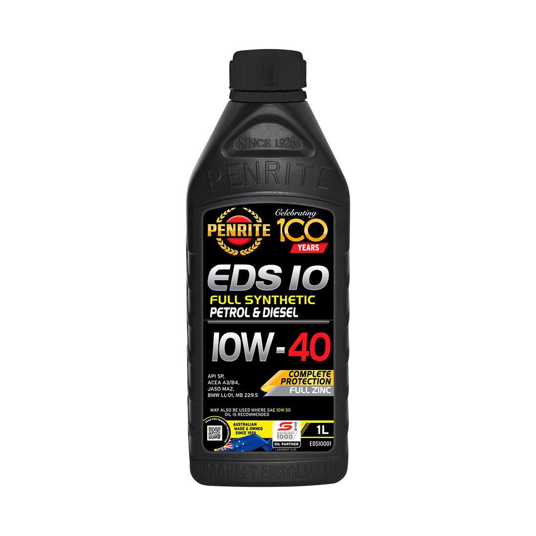 Penrite Full Synthetic Engine Oil - 10W-40 1 Litre, , scaau_hi-res
