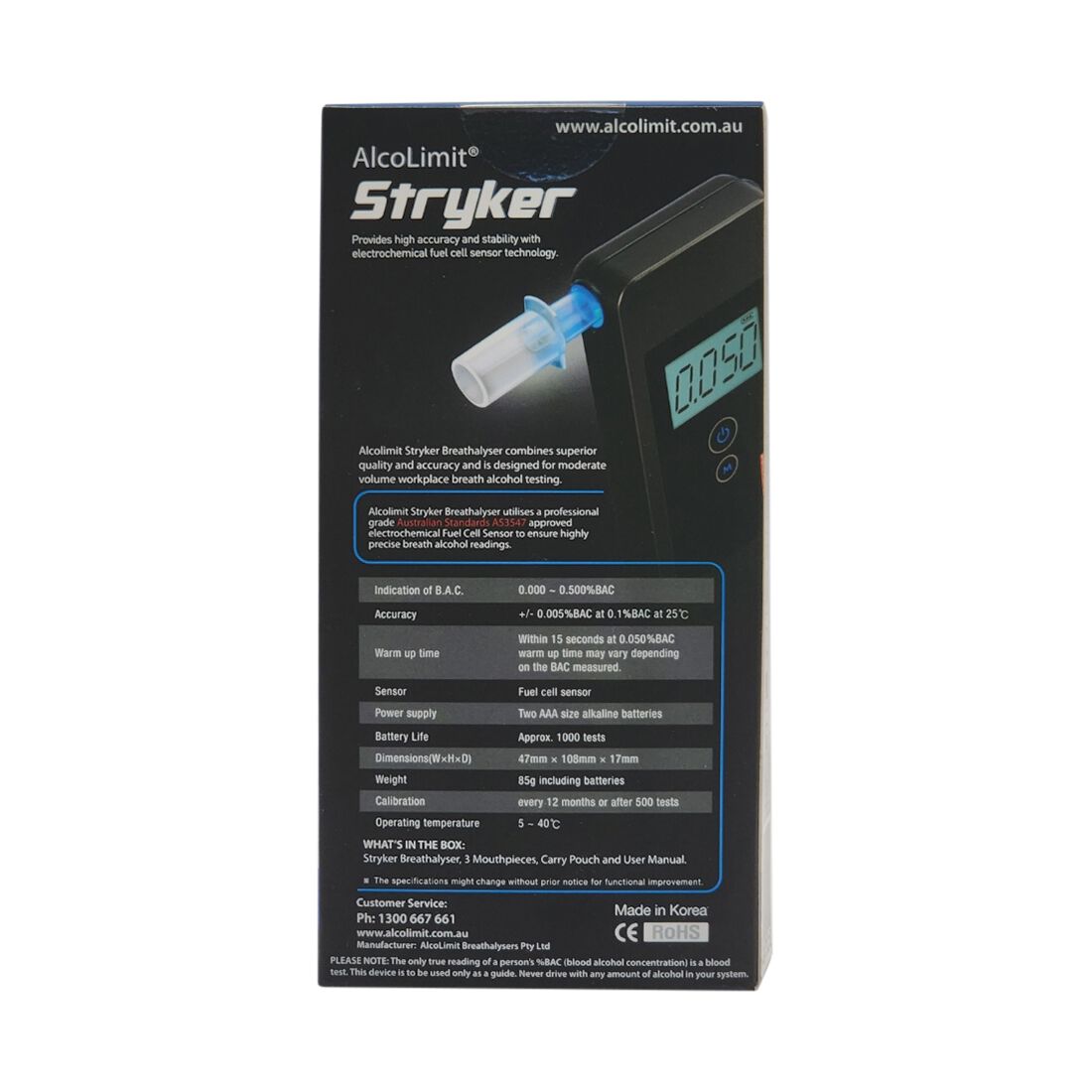 AlcoLimit Stryker Personal Breathalyser, , scaau_hi-res