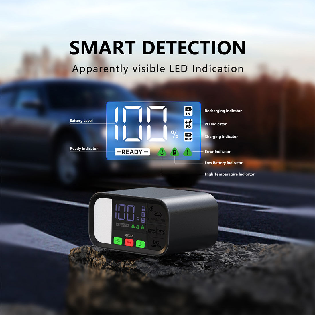 CAROSS T19Plus 12V 2000A Smart Lithium Jump Starter With Built-in 2 Mode LED Worklight, , scaau_hi-res