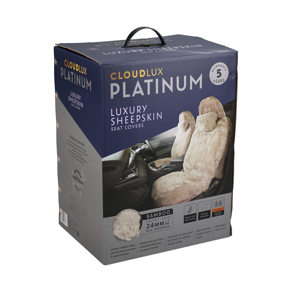 Platinum CLOUDLUX Sheepskin Seat Covers Bamboo Adjustable Headrests